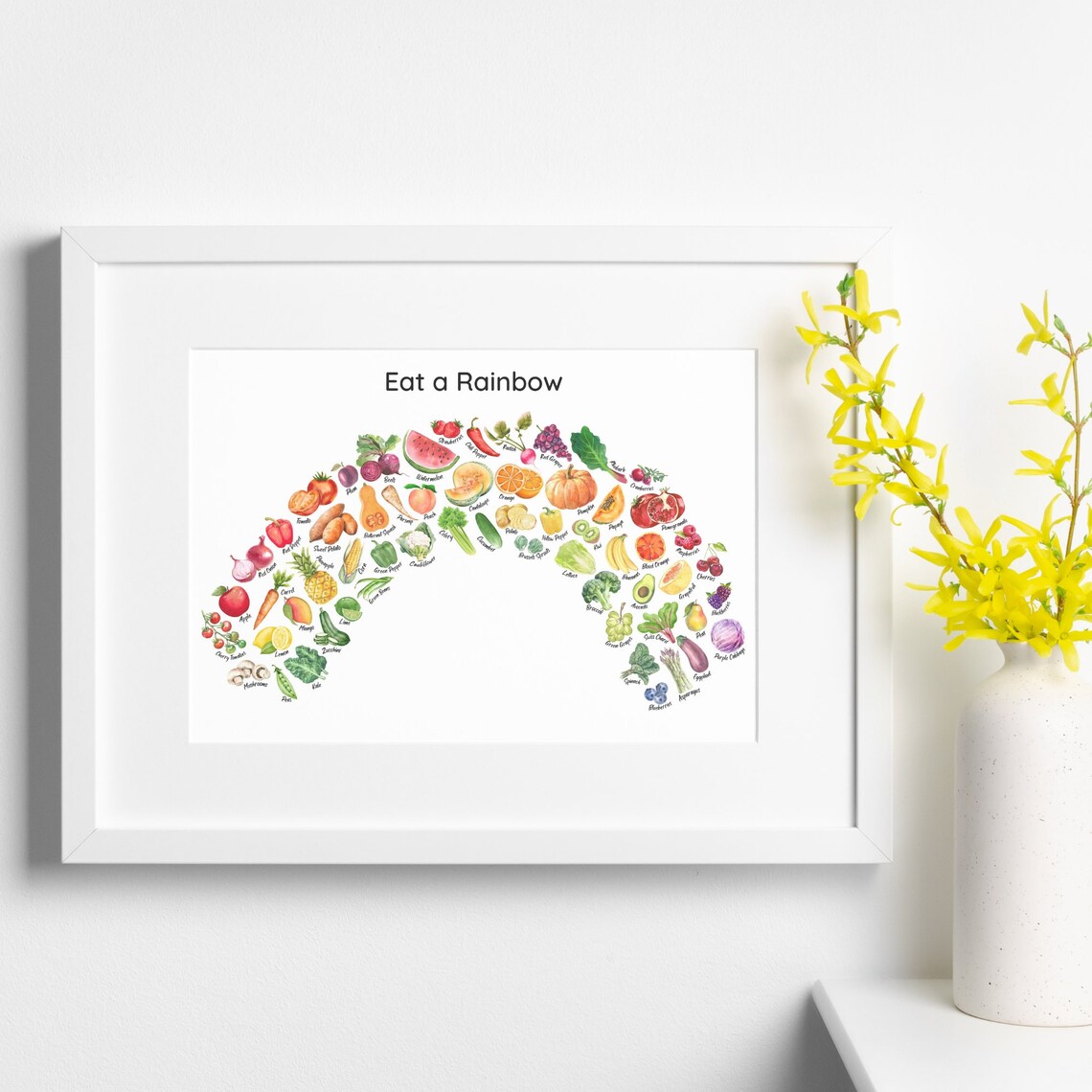 Eat A Rainbow Fruits Vegetables Poster, Kids Playroom - Image 6