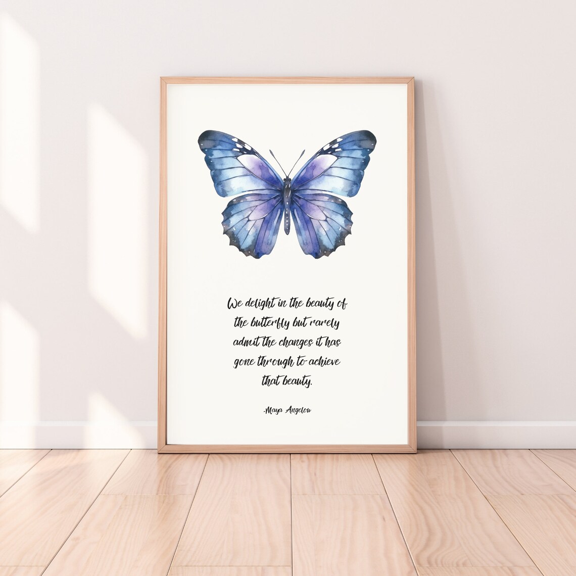 Maya Angelou Butterfly Beauty Quote Blue Watercolor Wings Poster - Image 3