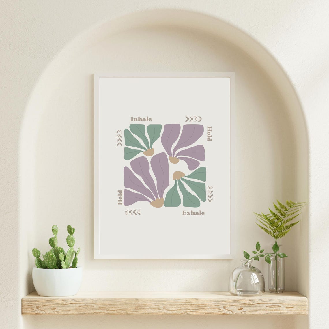 Mindful Box Breathing Poster Inhale Hold Exhale Hold Floral Guide - Image 4