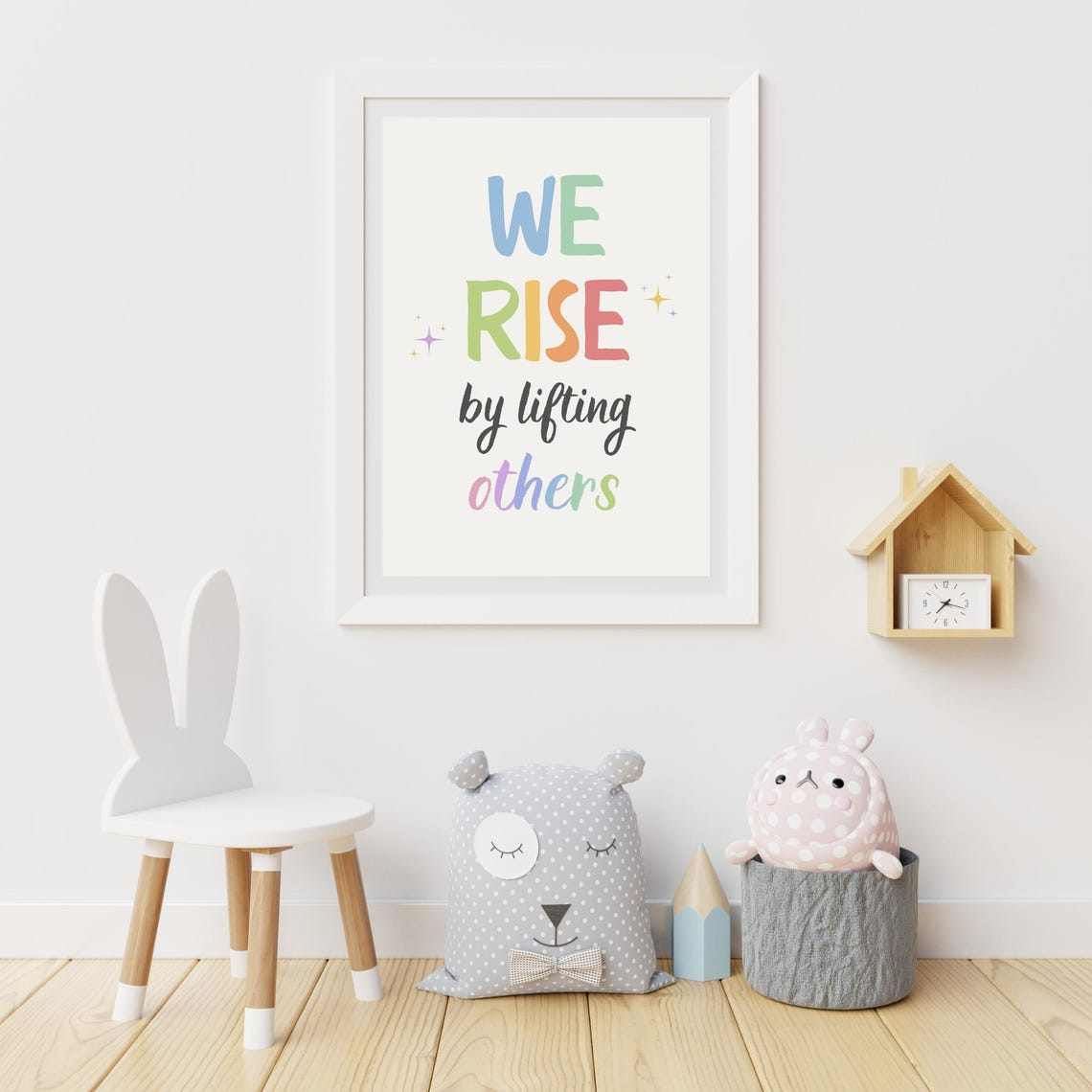 We Rise By Lifting Others Positive Affirmations Growth Mindset Rainbow Classroom Poster Educational Art Therapy Office Decor Mental Health - Image 2
