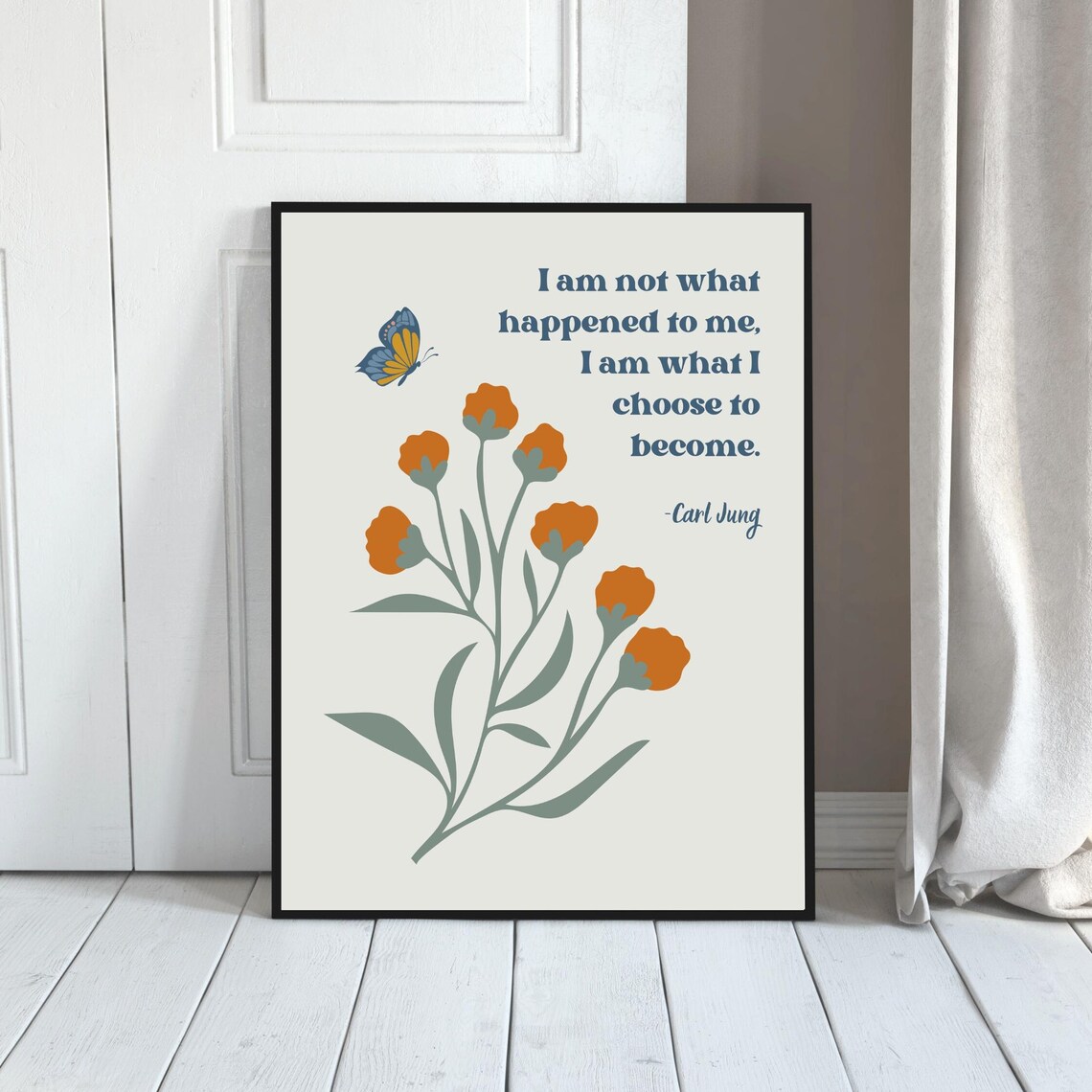 Carl Jung Choose to Become Quote Orange Botanical Butterfly Poster - Image 5