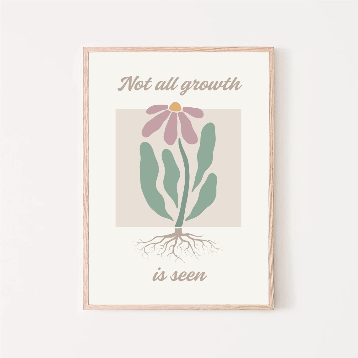 Not All Growth Is Seen Mental Health Flower Roots Quote Poster