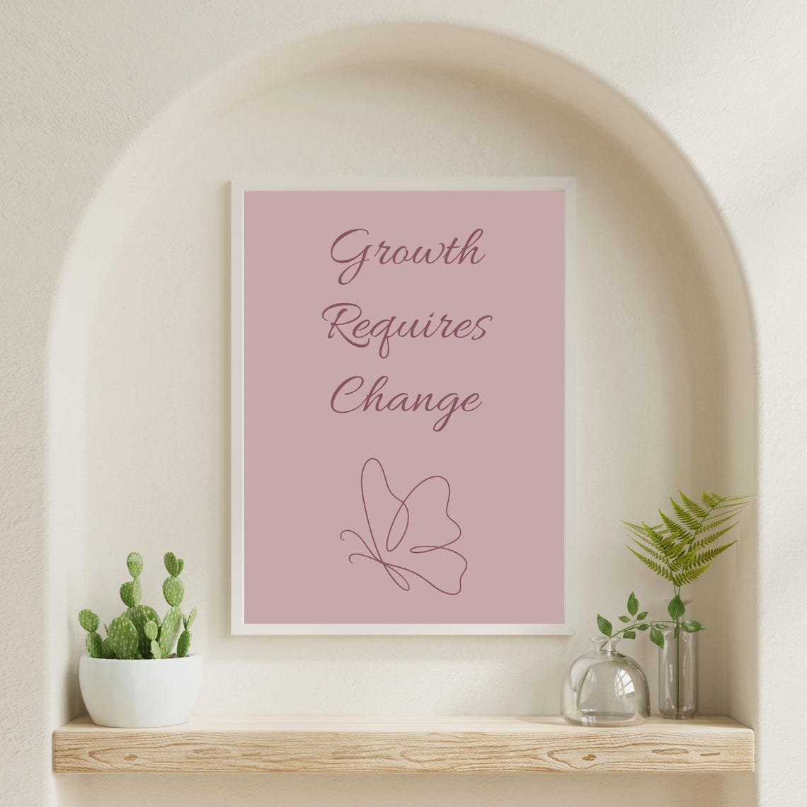 Growth Requires Change Quote Butterfly Line Art Print Inspirational Office Decor Psychology Mindset Therapy Personal Development - Image 3