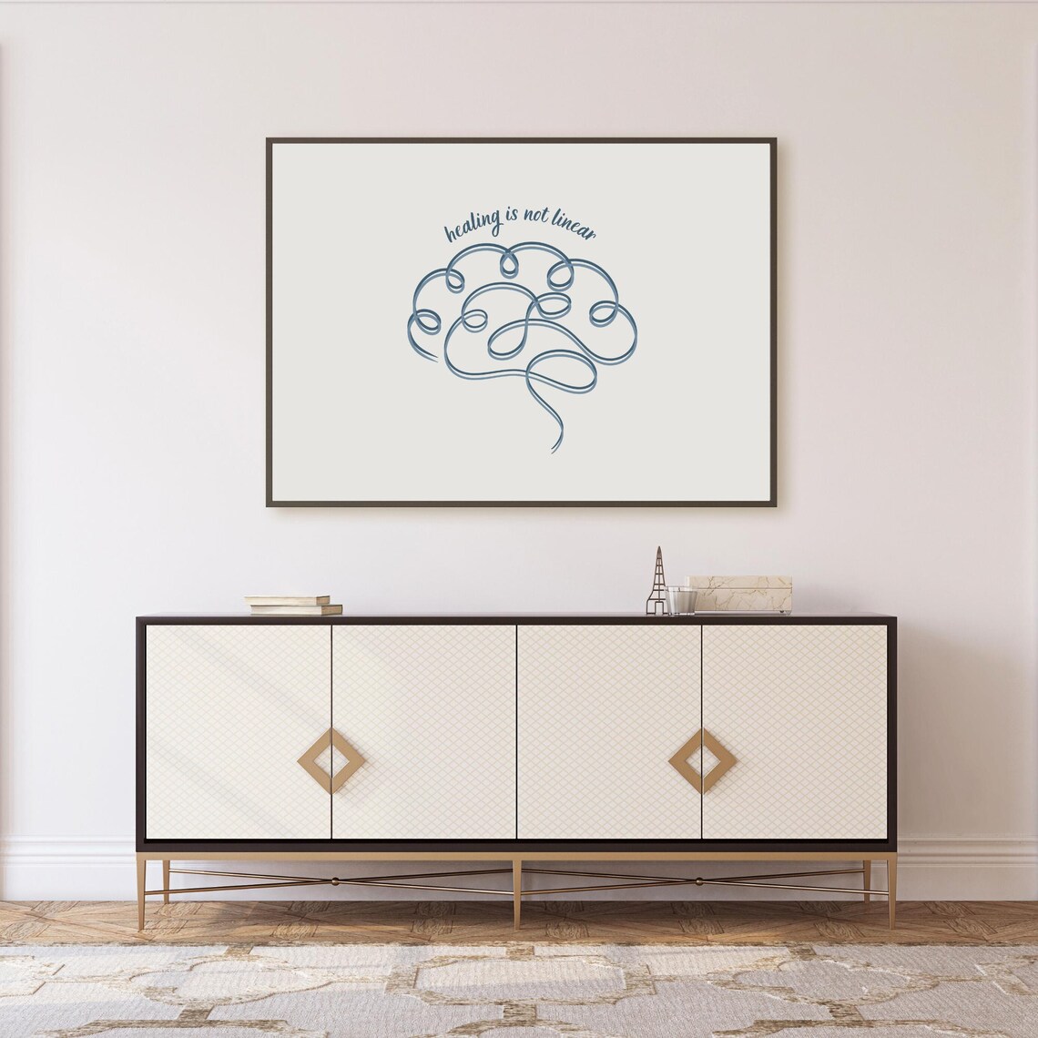 Healing Is Not Linear Brain Line Art Mental Health Awareness Poster - Image 5