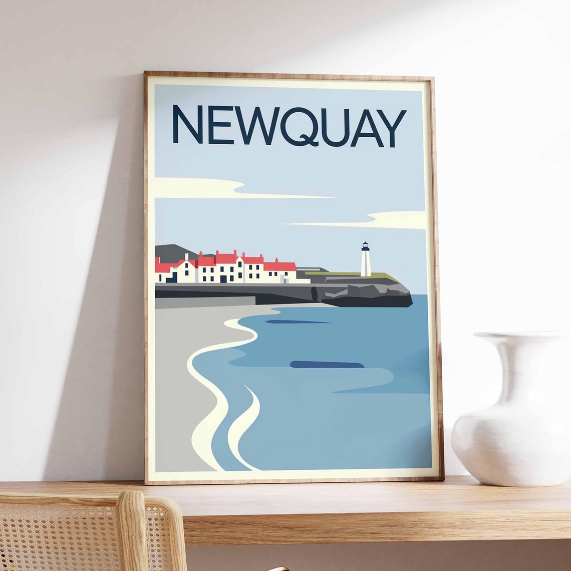 Newquay Print Coastal Travel Poster Cornwall Travel Print Coastal Wall Art Seaside Art Coastal Gift Uk Coast Art Uk Travel Poster