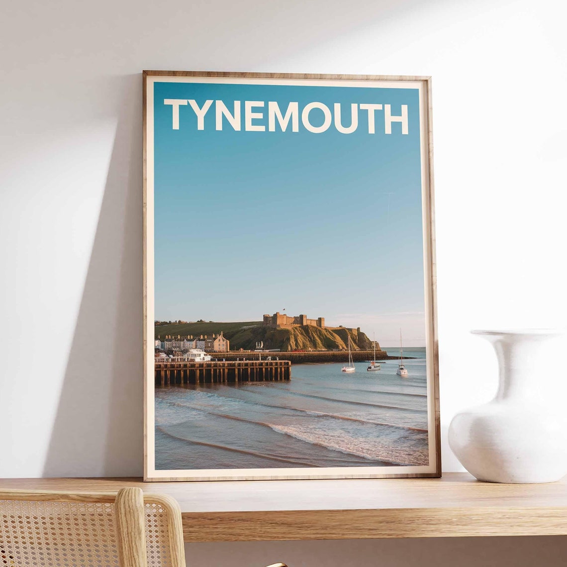 Tynemouth Castle Pier Coastal Seaside Beachside View Art Poster