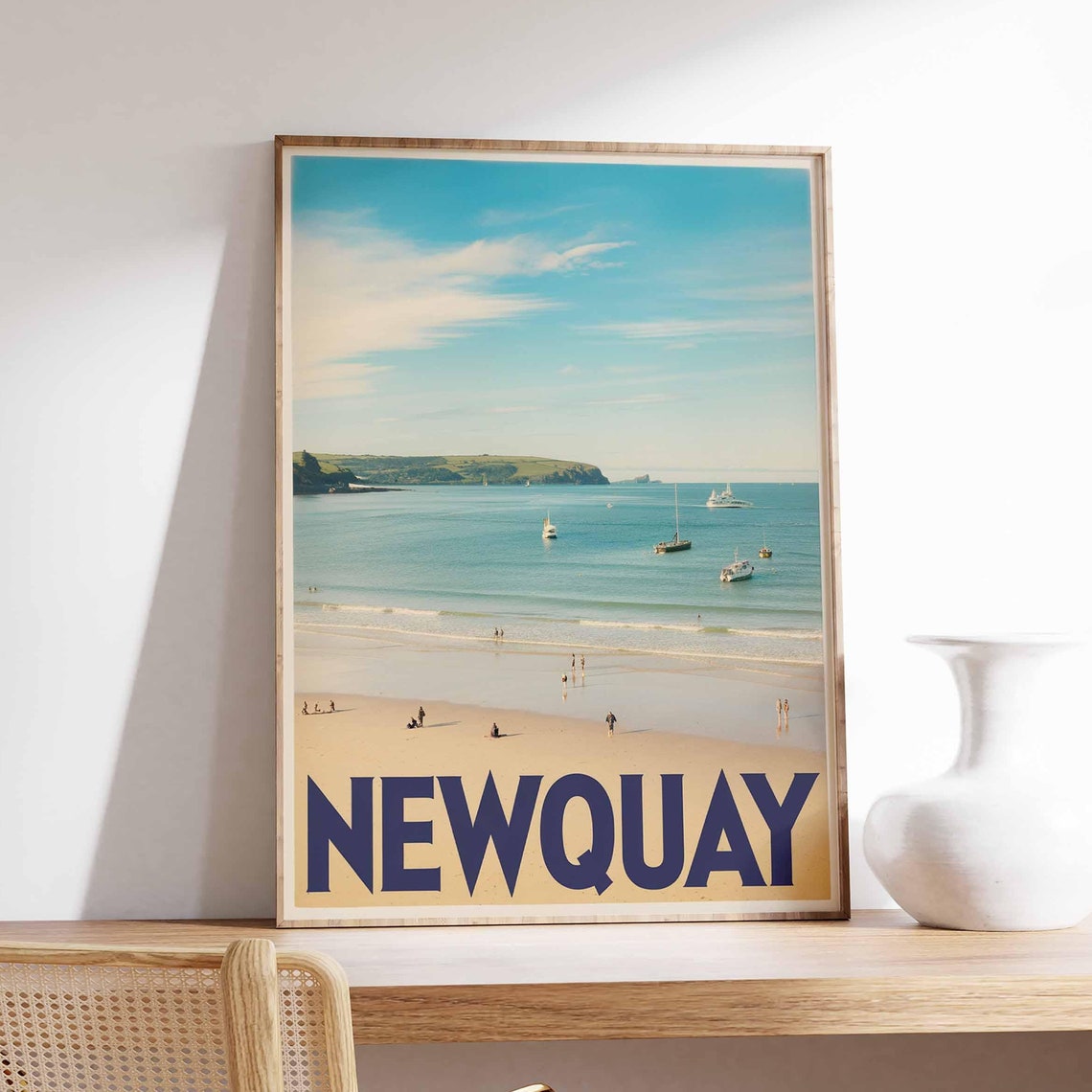 Newquay Print Coastal Travel Poster Cornwall Travel Print Coastal Wall Art Seaside Art Coastal Gift Uk Coast Art Uk Travel Poster