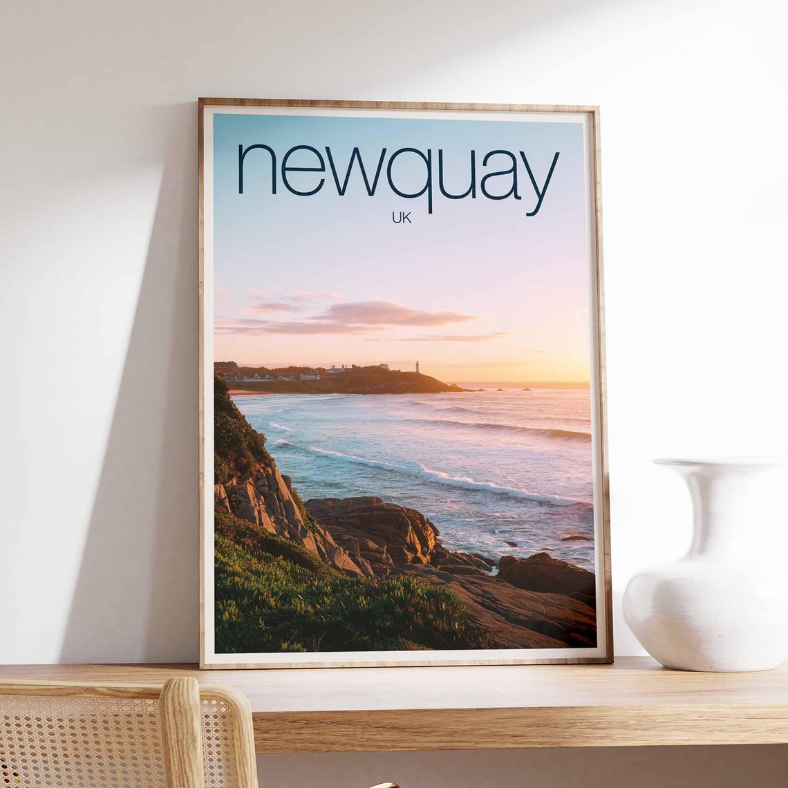 Newquay Print Coastal Travel Poster Cornwall Travel Print Coastal Wall Art Seaside Art Coastal Gift Uk Coast Art Uk Travel Poster