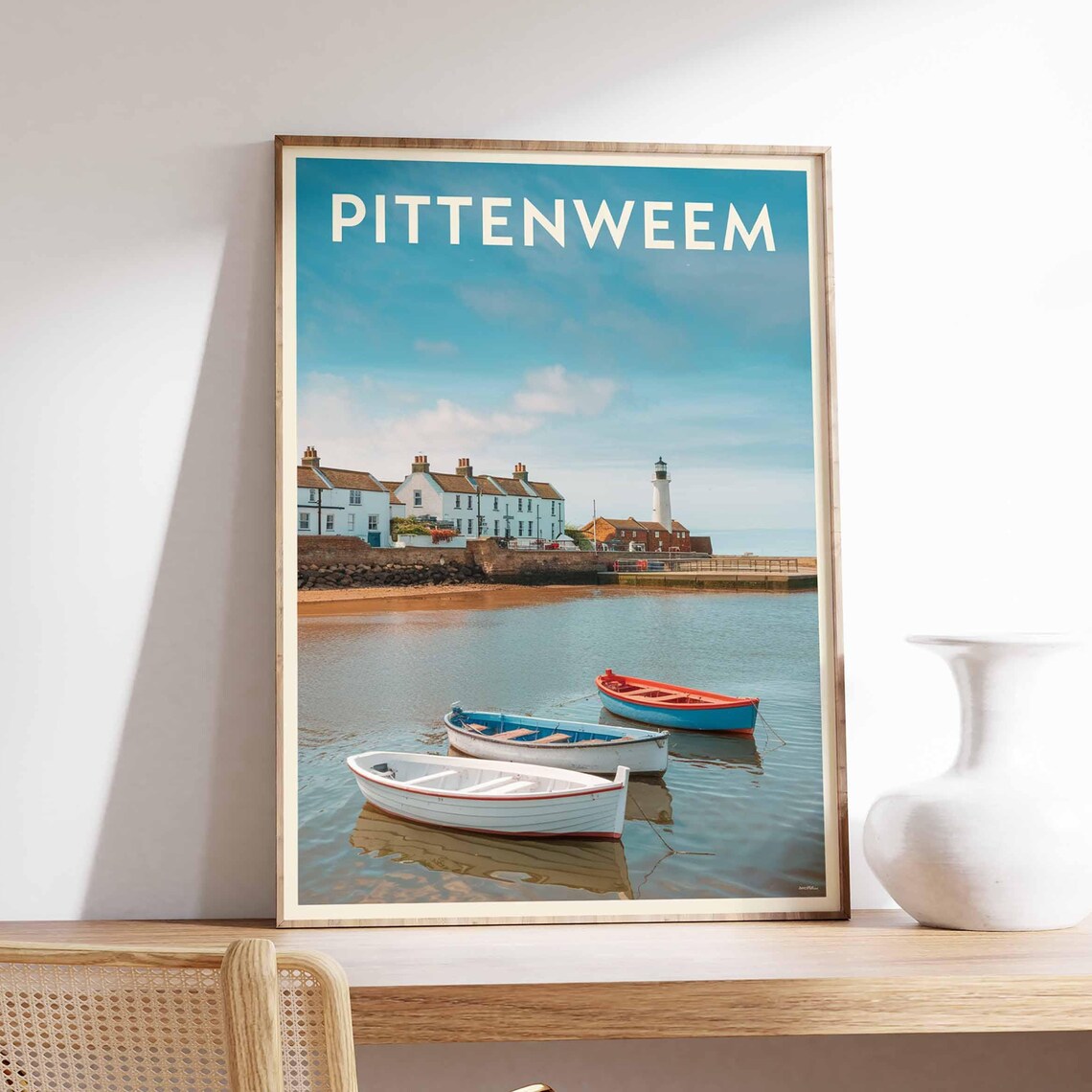 Pittenweem Scotland Fishing Boats Harbor Photo Coastal Travel Poster