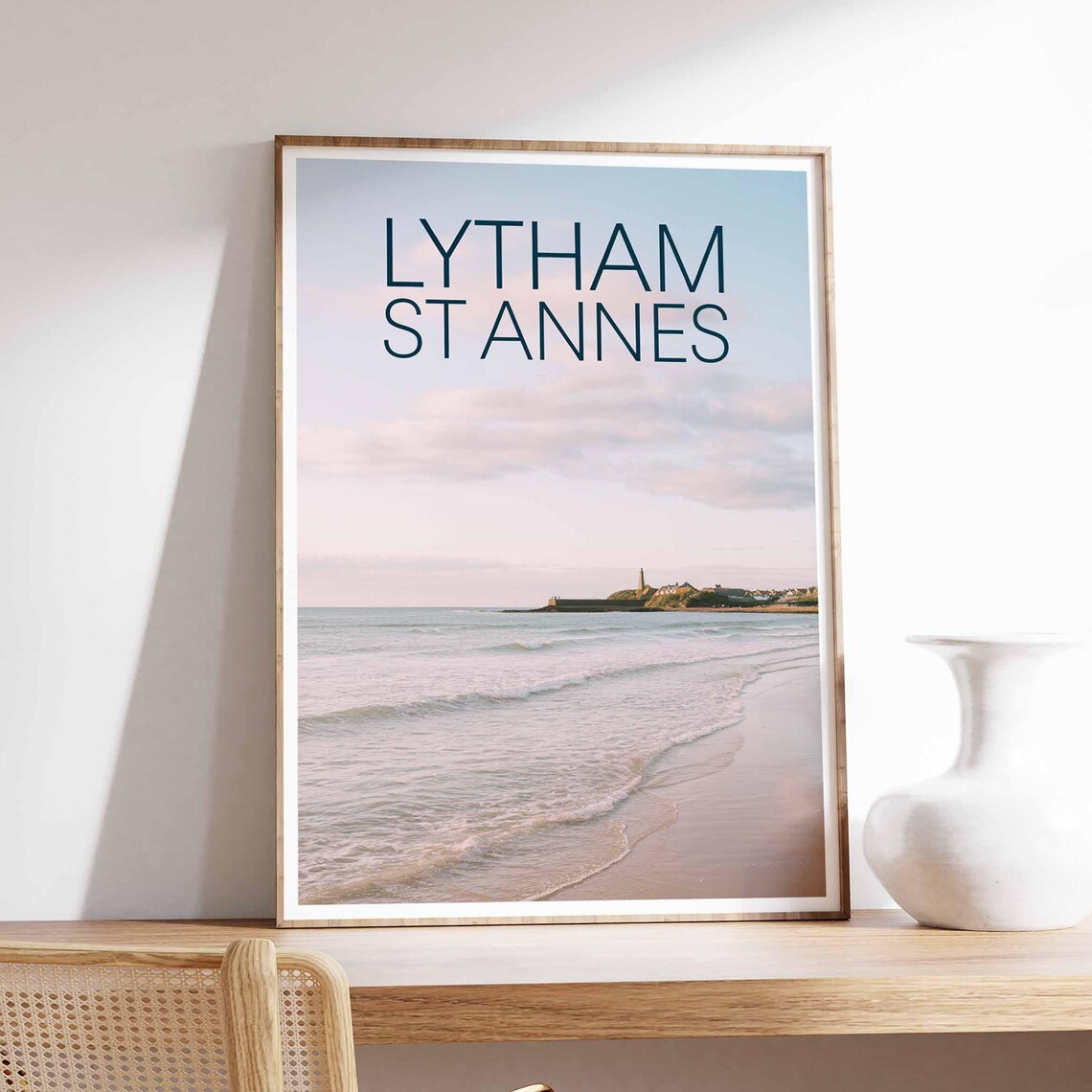 Lytham St Annes Lancashire Pastel Beach Photo Serene Travel Poster
