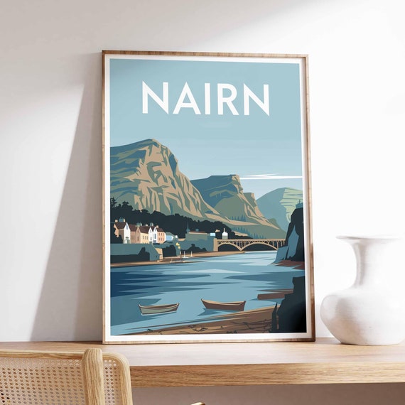 Nairn Coastal Travel Poster, Scotland Coast Art Print