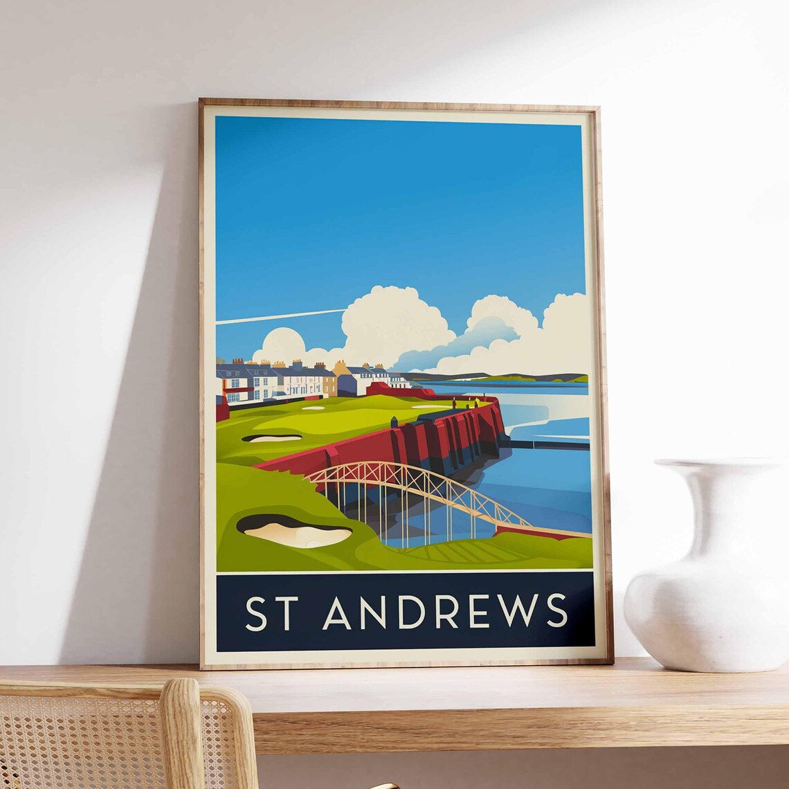 St Andrews Scotland Old Course Golf Links Illustrated Sports Poster