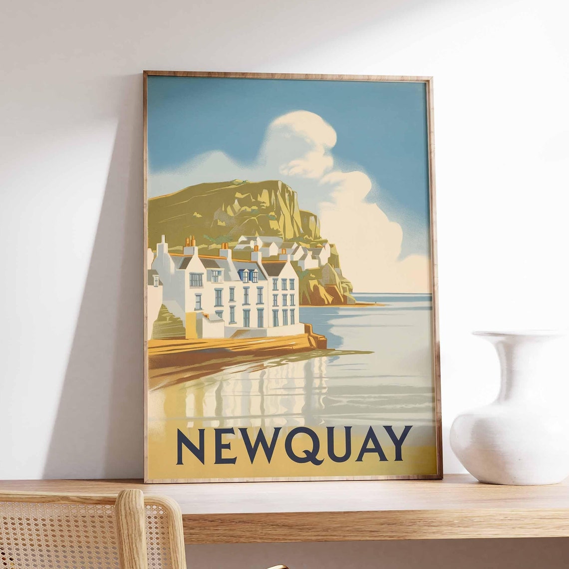 Newquay Print Coastal Travel Poster Cornwall Travel Print Coastal Wall Art Seaside Art Coastal Gift Uk Coast Art Uk Travel Poster