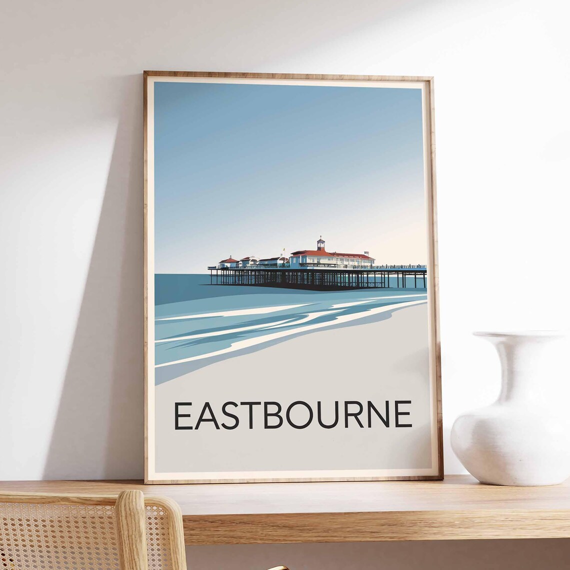 Eastbourne England Seaside Pier Minimalist Coastal Art Poster