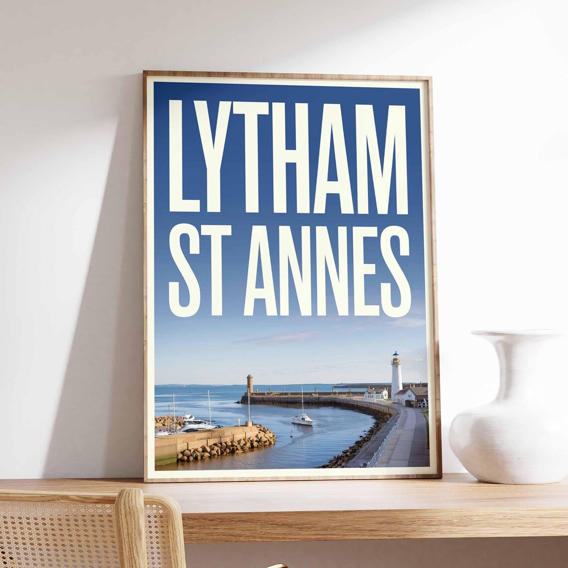 Lytham St Annes Lancashire Marina Photo Bold Type Travel Poster