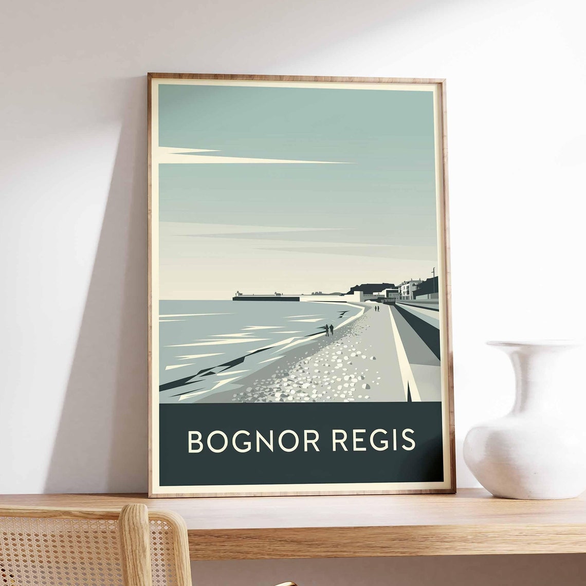 Bognor Regis England Retro Beach Promenade Vintage Travel Poster