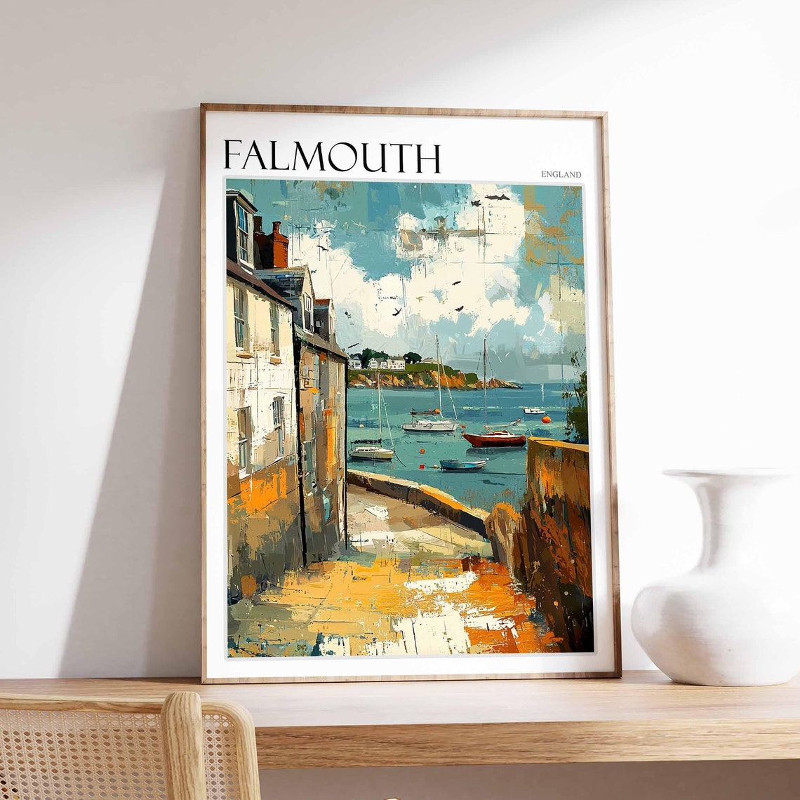 Falmouth Poster Cornwall Poster England Travel Poster Coastal Wall Art Uk Home Decor Falmouth Wall Decor Falmouth Wall Print Uk Art