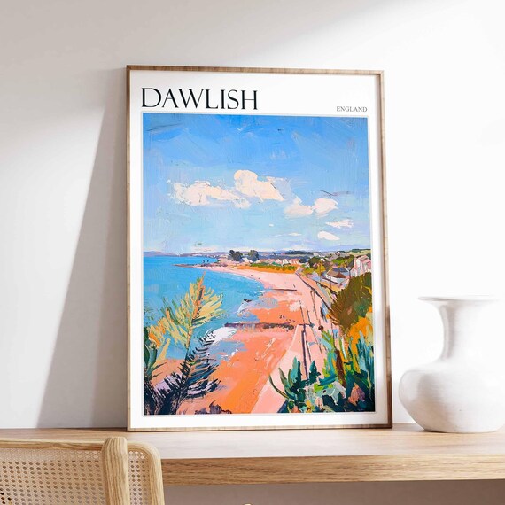 Dawlish England Peaceful Orange Beach and Palm Fronds Poster