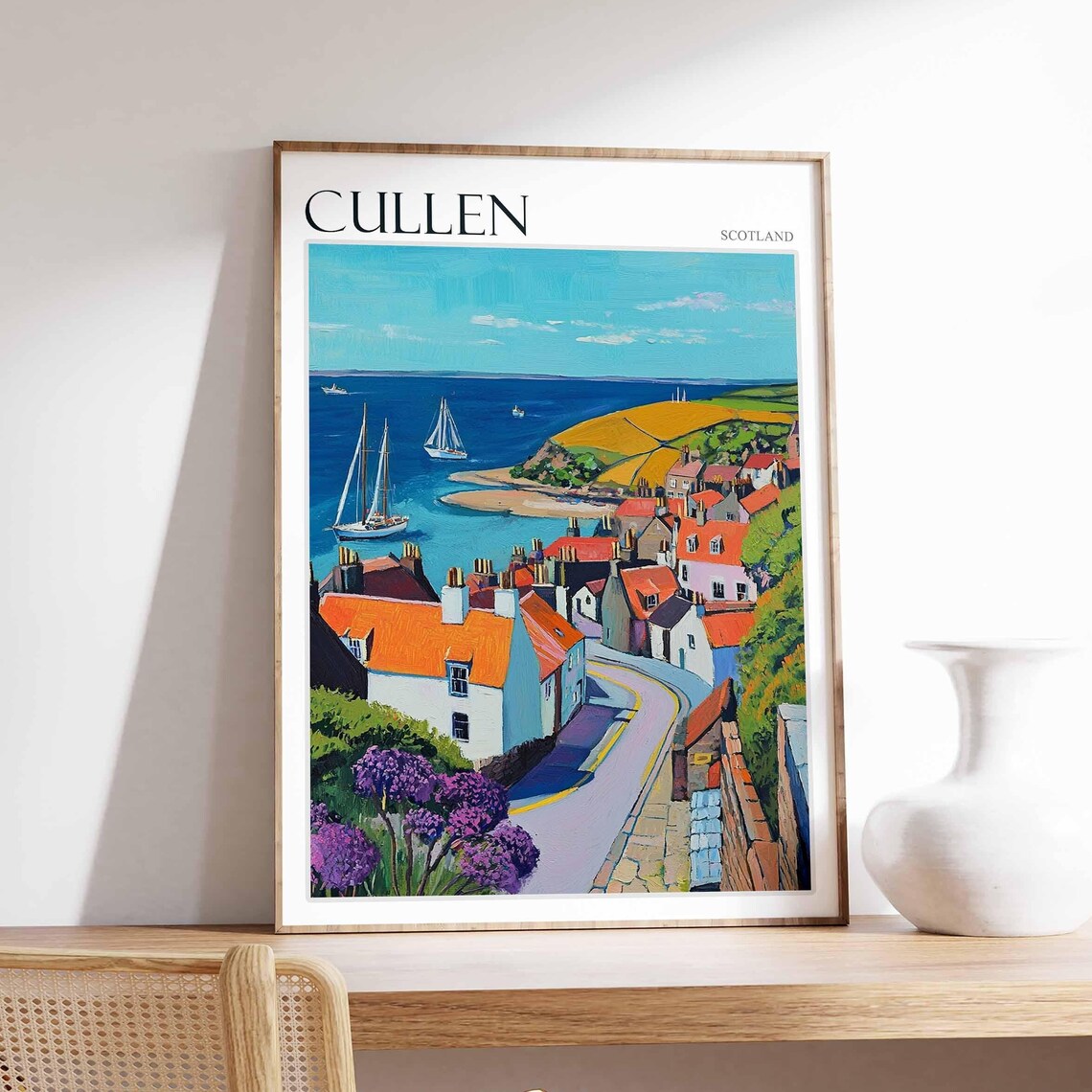 Cullen Poster Scotland Travel Poster Scotland Travel Gift Cullen Scotland Art Moray Coast Poster North Sea Poster Scottish Scenery Art