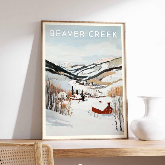 Beaver Creek Colorado Minimalist Winter Landscape Poster in Soft Tones