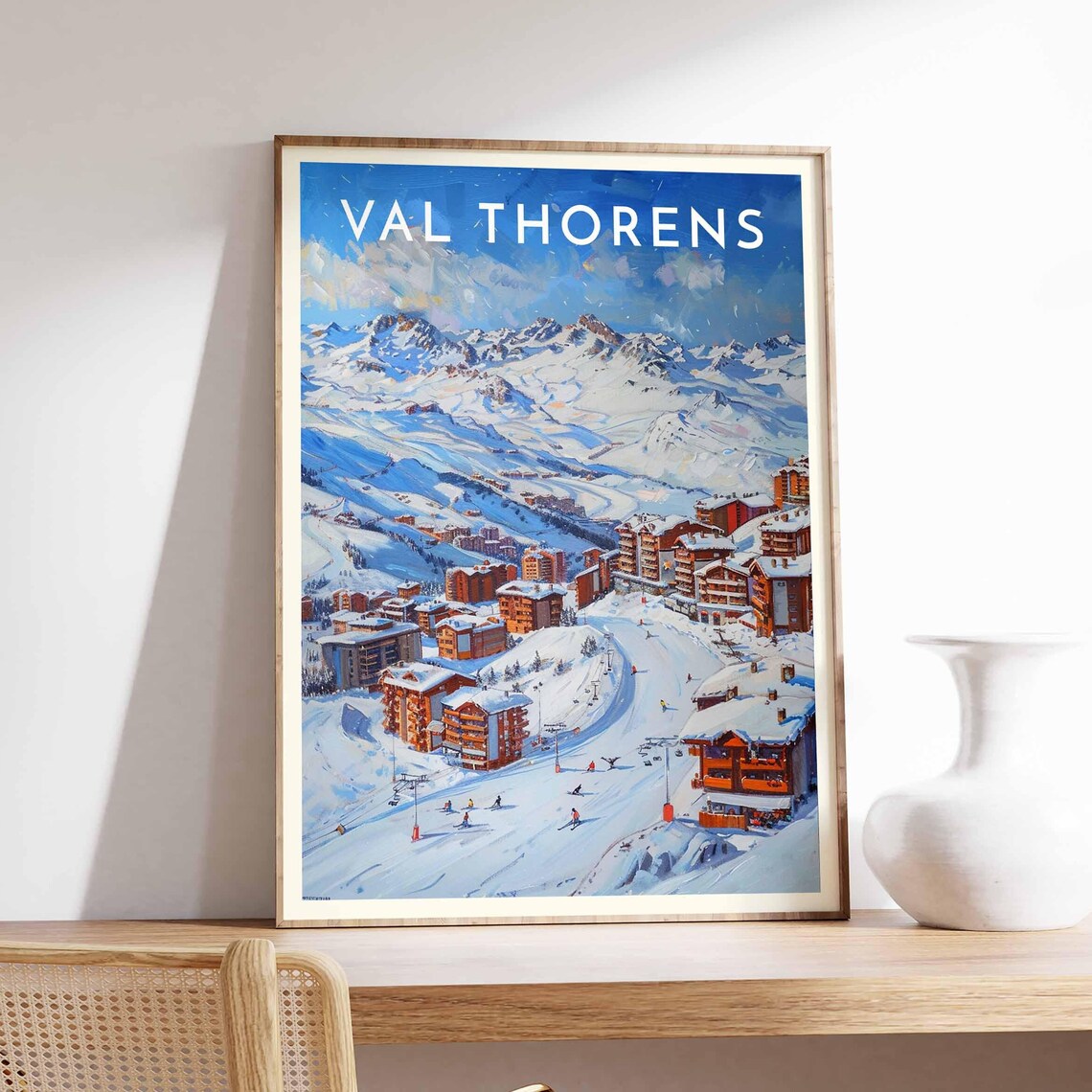 Val Thorens Ski Travel Poster, Winter Sport Art