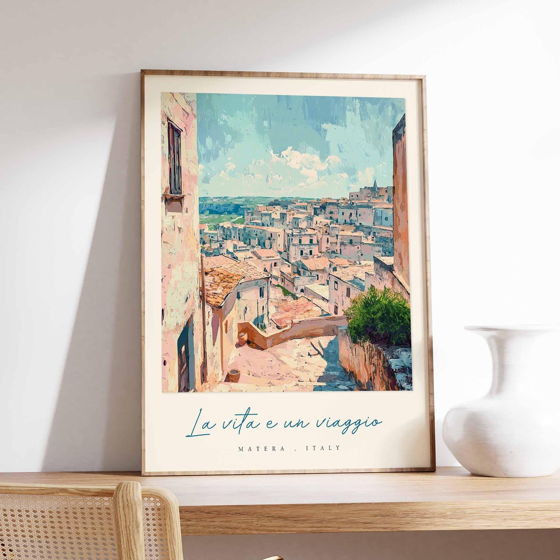 Matera Poster Italian Travel Print Matera Travel Art Matera Wall Art Italy Art Italy Travel Decor Italian Travel Gift