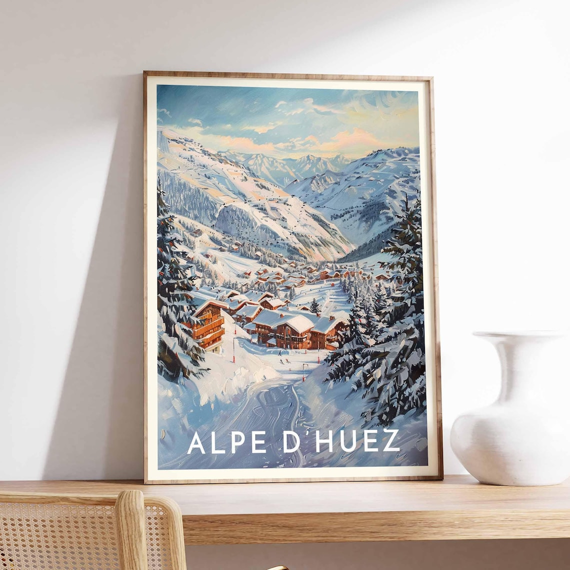 Alpe d'Huez French Alps Sunrise Mountain Village Valley Ski Poster