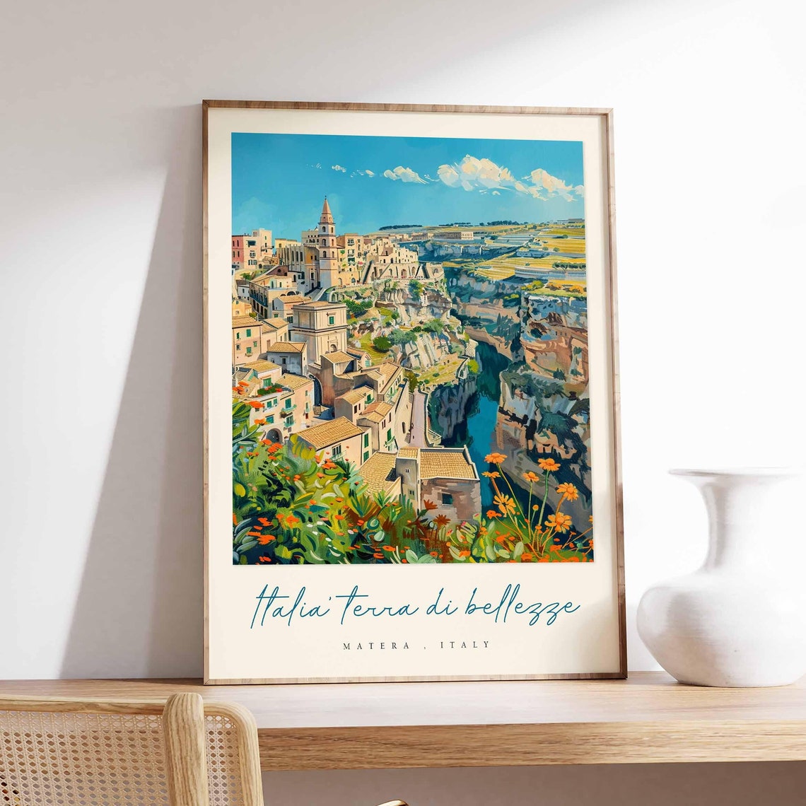 Matera Poster Italian Travel Print Matera Travel Art Matera Wall Art Italy Art Italy Travel Decor Italian Travel Gift