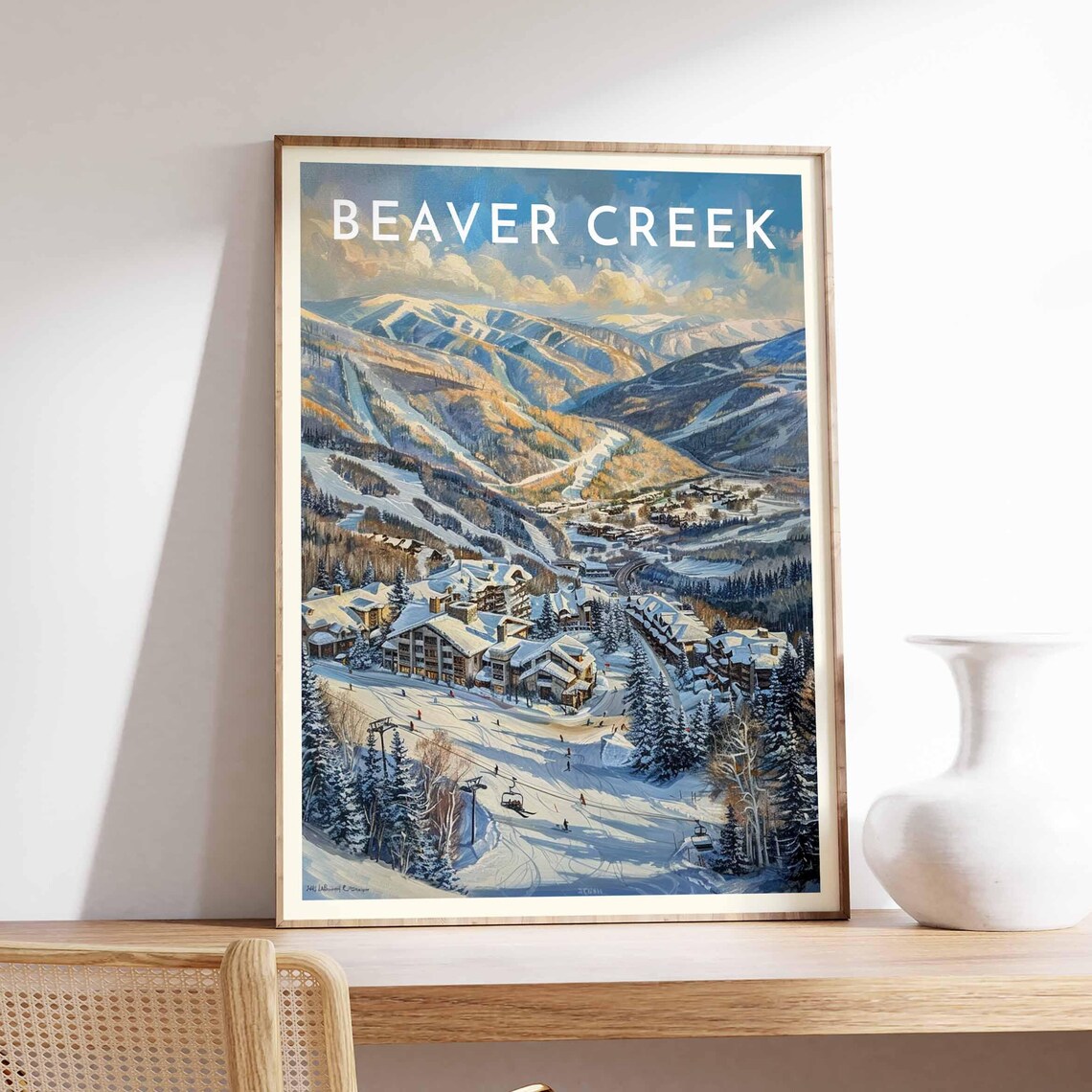 Beaver Creek Colorado Aerial Ski Village Poster with Chairlift Views