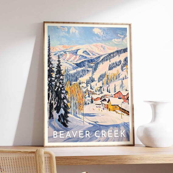 Beaver Creek Colorado Pine Forest Ski Poster with Mountain Village