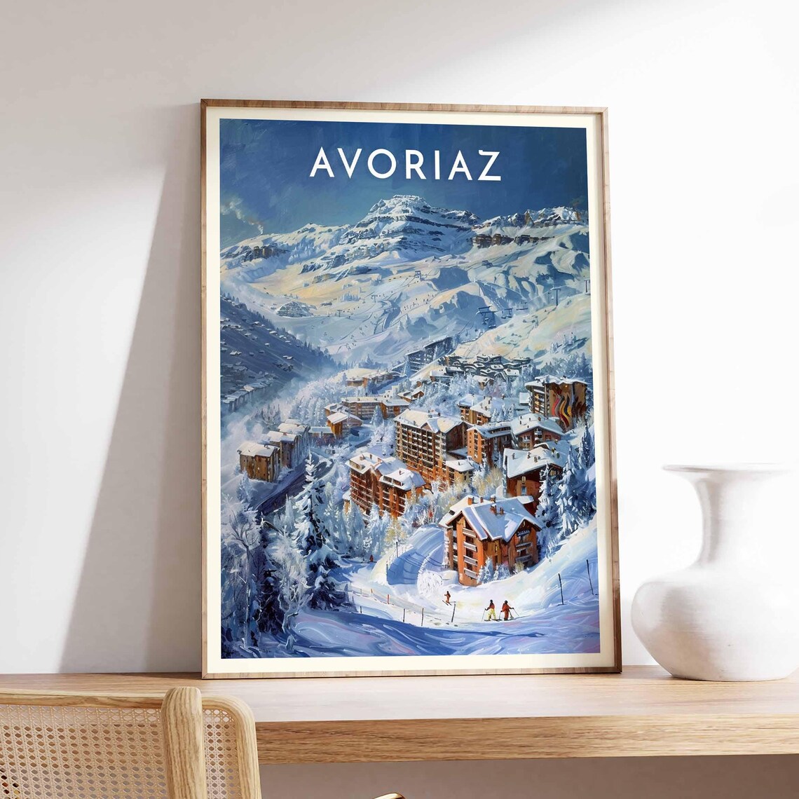 Avoriaz French Alps Blue Mountain Resort Village Winter Ski Poster