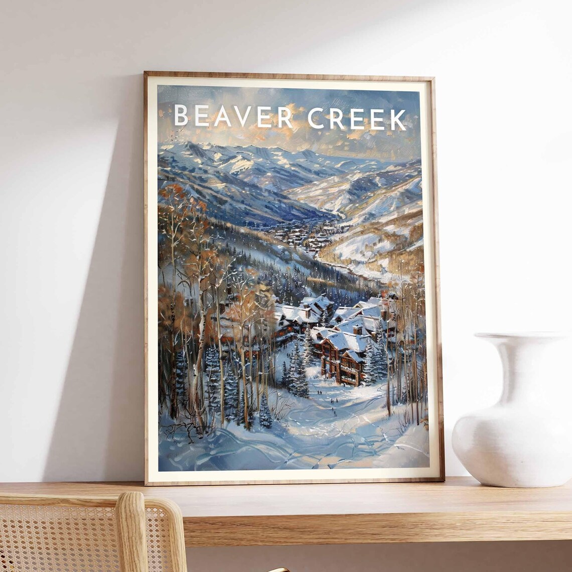 Beaver Creek Canada Alpine Valley Lodge Aspen Trees Scene Poster
