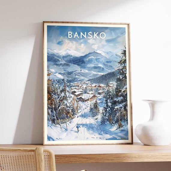 Bansko Ski Resort Panoramic Valley Impressionist Travel Poster