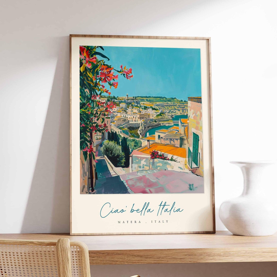Matera Poster Italian Travel Print Matera Travel Art Matera Wall Art Italy Art Italy Travel Decor Italian Travel Gift