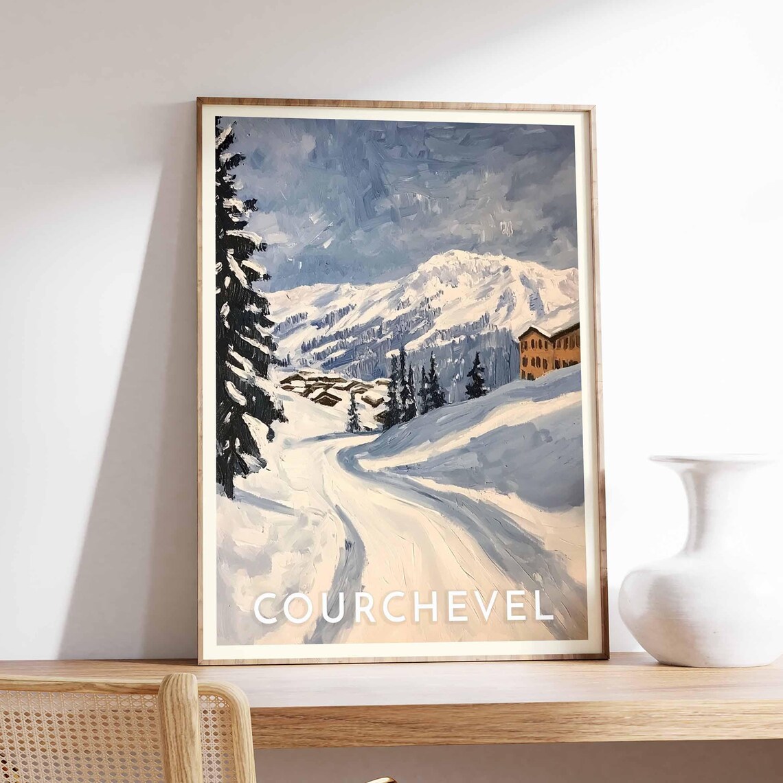 Skiing Travel Poster Courchevel Ski Print France Travel Print Skiing Art Skiing Print Winter Sport Art Ski Gift