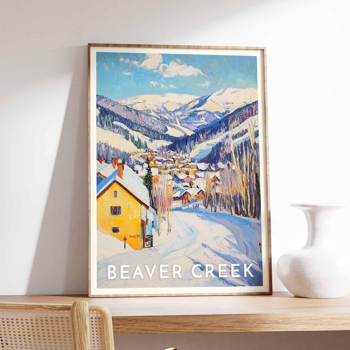Beaver Creek Colorado Winter Village Ski Poster with Snowy Peaks - Image 2
