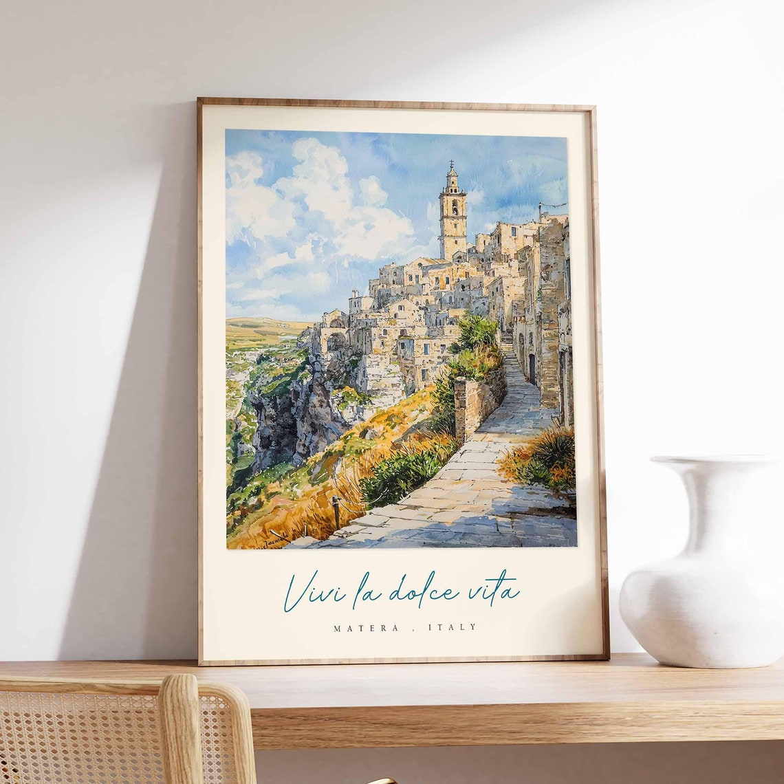 Matera Poster Italian Travel Print Matera Travel Art Matera Wall Art Italy Art Italy Travel Decor Italian Travel Gift