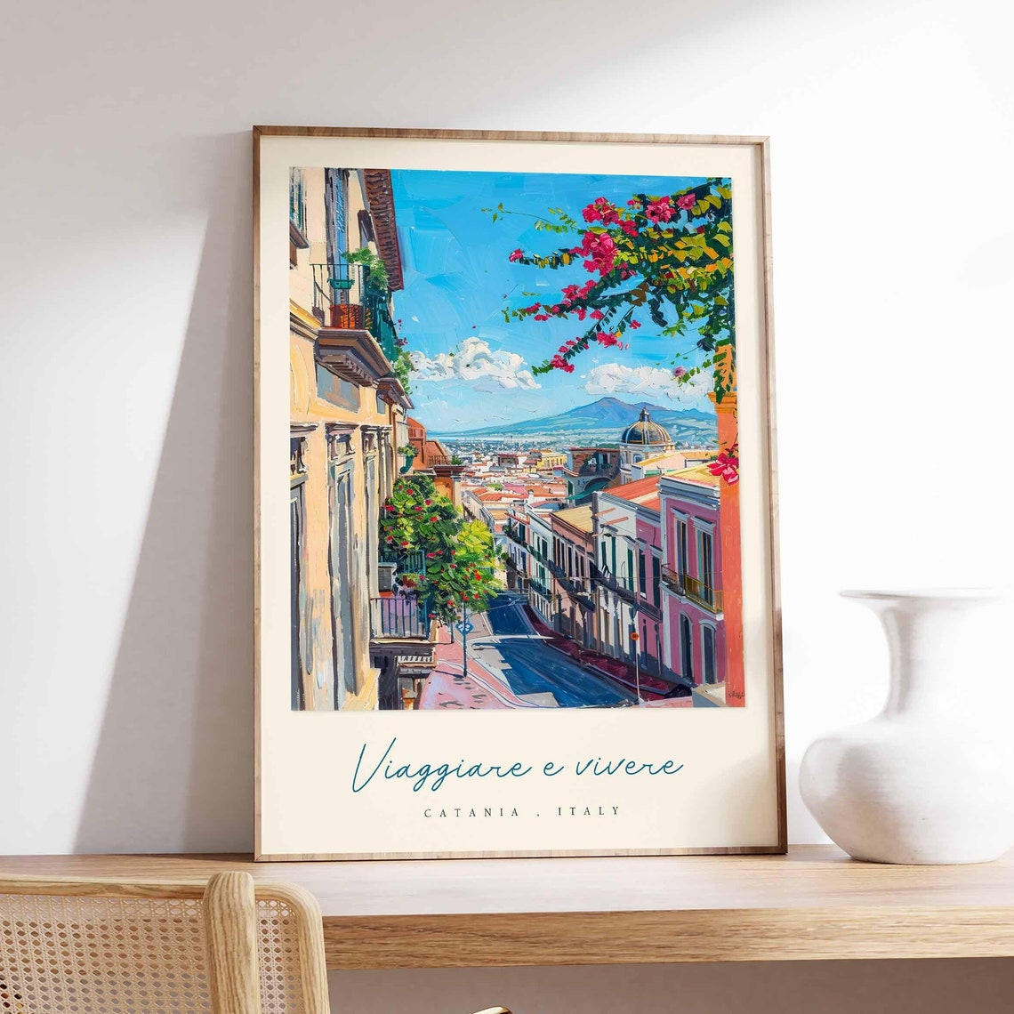 Catania Italy Viaggiare e Vivere Volcano View Flower Street Poster