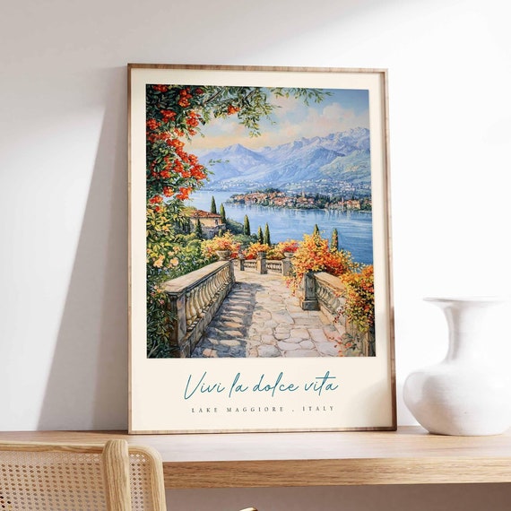 Lake Maggiore Poster Italian Travel Print Lake Maggiore Travel Art Lake Maggiore Wall Art Italy Art Italy Travel Decor Travel Gift