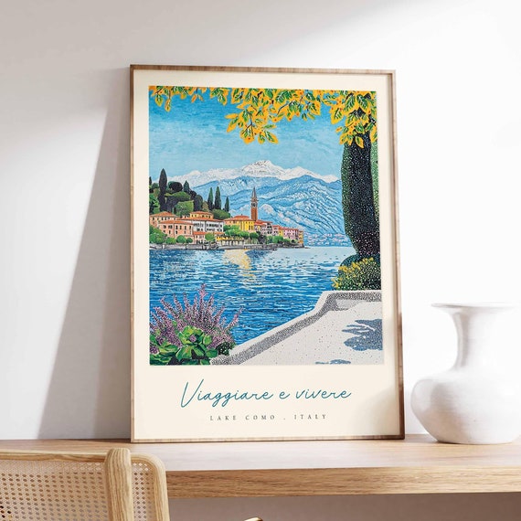 Lake Como Poster Italian Travel Print Lake Como Travel Art Lake Como Wall Art Italy Art Italy Travel Decor Italian Travel Gift