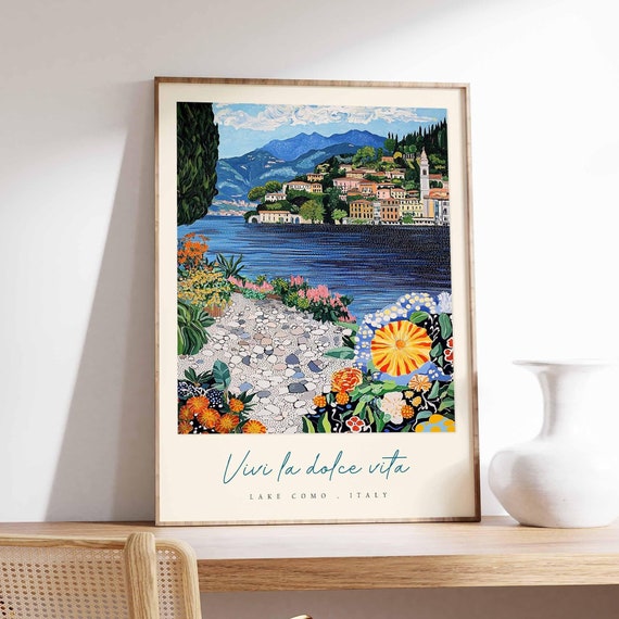 Lake Como Poster Italian Travel Print Lake Como Travel Art Lake Como Wall Art Italy Art Italy Travel Decor Italian Travel Gift