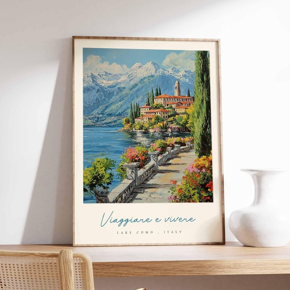 Lake Como Poster Italian Travel Print Lake Como Travel Art Lake Como Wall Art Italy Art Italy Travel Decor Italian Travel Gift