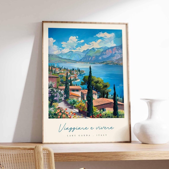 Lake Garda Poster Italian Travel Print Lake Garda Travel Art Lake Garda Wall Art Italy Art Italy Travel Decor Italian Travel Gift