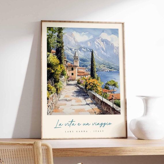 Lake Garda Poster Italian Travel Print Lake Garda Travel Art Lake Garda Wall Art Italy Art Italy Travel Decor Italian Travel Gift