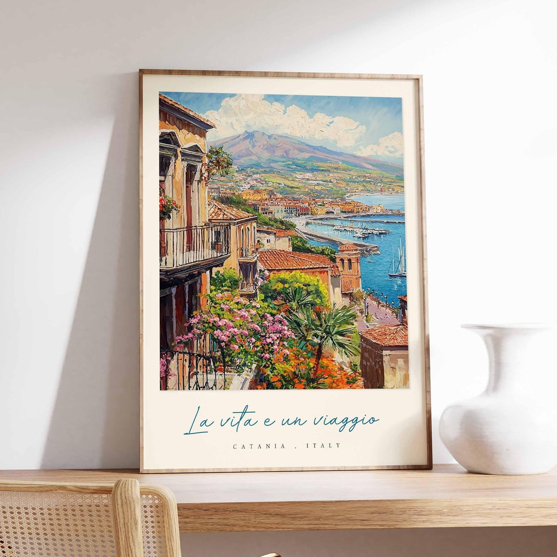 Catania Italy La Vita e un Viaggio Balcony Harbor View Poster