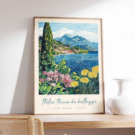 Lake Garda Poster Italian Travel Print Lake Garda Travel Art Lake Garda Wall Art Italy Art Italy Travel Decor Italian Travel Gift