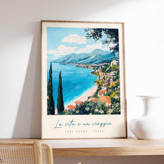 Lake Garda Poster Italian Travel Print Lake Garda Travel Art Lake Garda Wall Art Italy Art Italy Travel Decor Italian Travel Gift