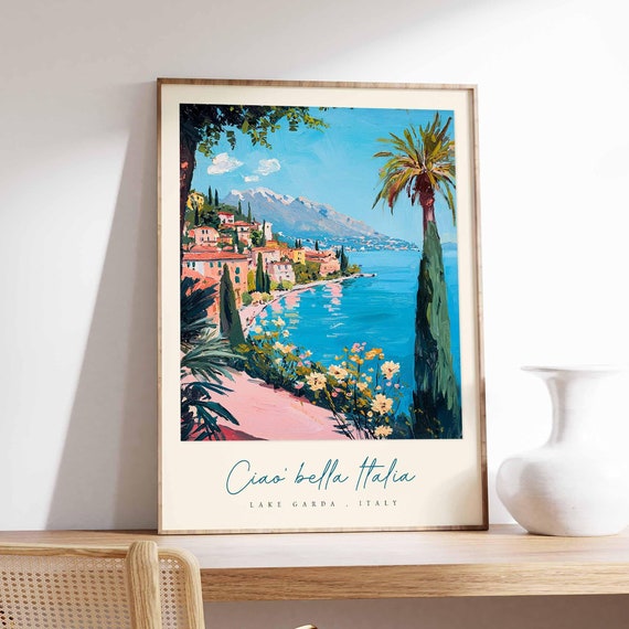 Lake Garda Poster Italian Travel Print Lake Garda Travel Art Lake Garda Wall Art Italy Art Italy Travel Decor Italian Travel Gift