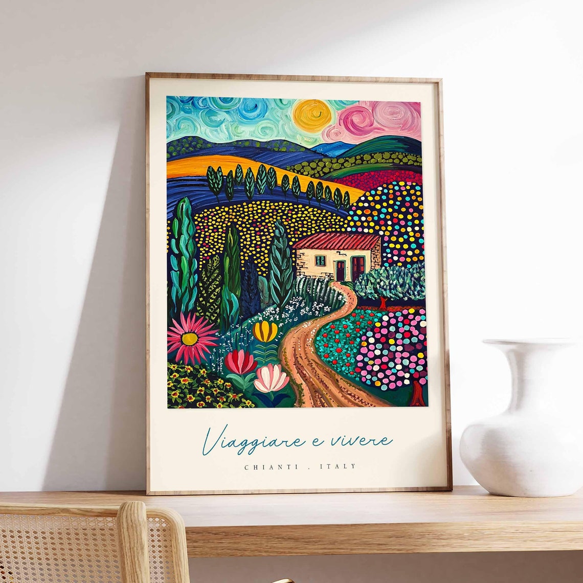 Chianti Italy Viaggiare e Vivere Folk Art Flower Path Poster