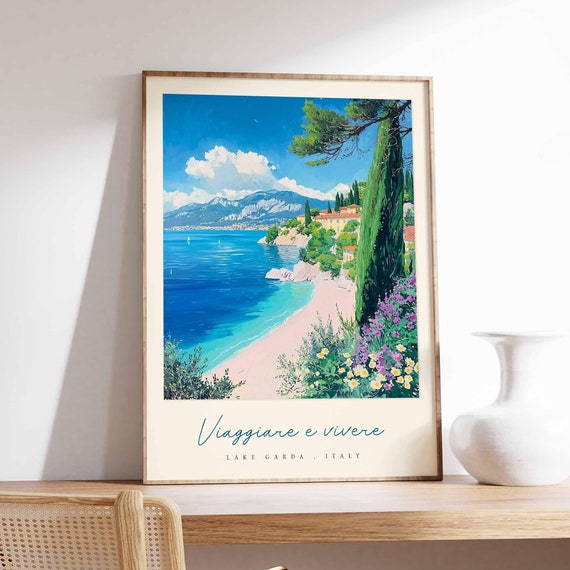 Lake Garda Poster Italian Travel Print Lake Garda Travel Art Lake Garda Wall Art Italy Art Italy Travel Decor Italian Travel Gift